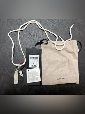 Massimo Dutti White Cord Necklace with Mixed Stone and Metal Charms